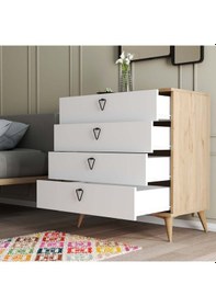 Resim 3616 VERSACE 4 ÇEKMECELİ AYAKLI ŞİFONYER SEPET - BEYAZ 