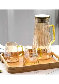 Resim Qerhome Borosilikat Cam Sürahi Takım Elio 6 Bardaklı Gold 1800 Ml 