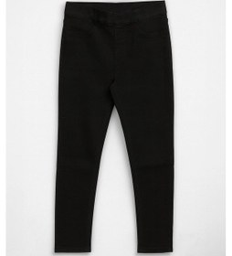 Resim Kadın Beli Lastikli Siyah Tayt Jean Pantolon Siyah 