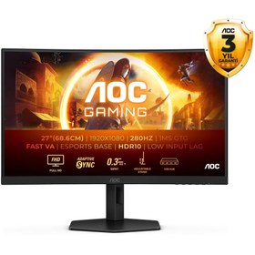 Resim AOC C27G4ZXU 27" 280 Hz 0,3 ms FreeSync HDR10 Yükseklik Ayarlı Fast VA Curved Oyuncu Monitör 