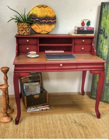 Resim Masifart Sema Ahsap Calisma masası 125 cm Kırmızı Eskitme 