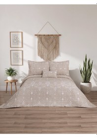 Resim Chester 4 Parça Çift Kişilik Yatak Örtüsü Seti Kahverengi 240 X 260 Cm Kahverengi 