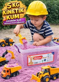 Resim HEROES 5 Kg Pembe Kinetik Kum (Dev Boy) - Akışkan ve Dağılmayan Canlı Renk Eğitici Oyun Kumu 