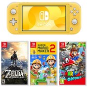 Resim Switch Lite Konsol Sarı + Super Mario Maker 2 + Nintendo Super Mario Odyssey + The Legend Of Zelda Breath Of The Wild Switch Oyun 