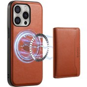 Resim Cbtx iPhone 16 Pro Uyumlu Denior Deri Doku Deri Magsafe Çıkarılabilir Cüzdan Telefon Kılıfı 