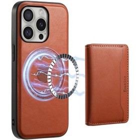 Resim Cbtx iPhone 16 Pro Uyumlu Denior Deri Doku Deri Magsafe Çıkarılabilir Cüzdan Telefon Kılıfı 