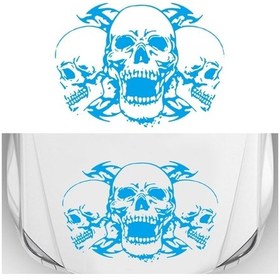 Resim Sones D-923 Üç Kafatası Desen Araba Modifiye Dekoratif Etiket Mavi 