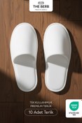 Resim TheBerb 10 Çift | Beyaz Tek Kullanımlık Premium Otel&Spa Terliği | Kaydırmaz Tabanlı 