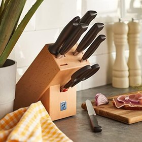Resim Zwilling Four Star 8 Parça Blok Bıçak Seti Doğal Ahşap Bloklu, Paslanmaz Çelik Ve Ahşap, Siyah 