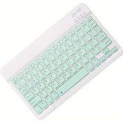 Resim Ultra İnce Kablosuz Klavye, 10 İnç Bluetooth Uyumlu Klavye, Type-c Şarj, Green Keyboard 