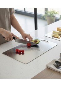 Resim 1,2 Mm Paslanmaz Çelik / Metal Kesme Tahtası 304 Kalite 23x34 Cm 18/10 Cr-ni Gümüş 