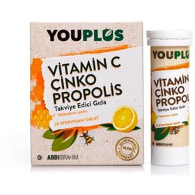 Resim YOUPLUS C Vitamini Çinko Propolis Efervesan 20 Tablet 