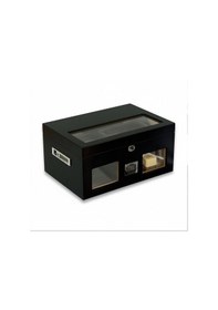 Resim Elektronik Nemlendiricili Camlı Puro Kutusu Humidor Mat Siyah 