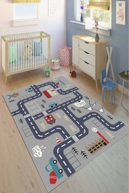 Resim LTS HOME DİJİTAL BASKILI SÜNGER DOLGULU YUMUŞAK YIKANABİLİR KAYMAZ TABANLI ÖOCUK HALISI 