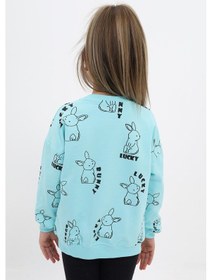 Resim Toontoy Kız Çocuk Baskılı Sweatshirt Su Yeşili 