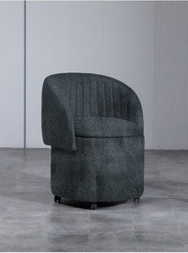 Resim Form Bazalı Tekerlek Ayaklı Hafif Nubuk Kumaş Sırtlı-sırtsız Puf - Renk Seçenekli 2 