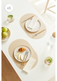 Resim Home Wave 6'lı Bej/taş Renk Suni Deri Amerikan Servis Set 45 X 30 Cm Bej 