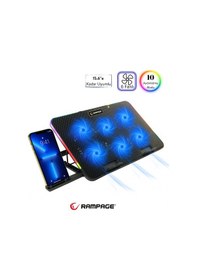 Resim Rampage Sixpower R9 6 Fan RGB Işıklı Telefon Tutuculu Laptop Soğutucu 