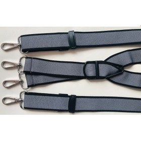 Resim Kancalı Gri Kenarları Siyah İnce Çizgili Pantolon Askısı 4 Kancal 