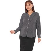 Resim Puantiyeli Büyük Beden Klasik Gömlek - Siyah 