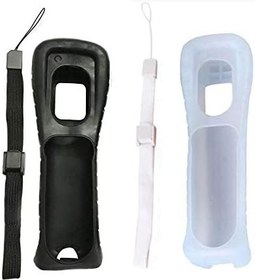 Resim Ambertown Nintendo Wii Uzaktan Kumanda için Bilek Kayışı ile Silikon Kılıf Kapak (Beyaz + Siyah) 