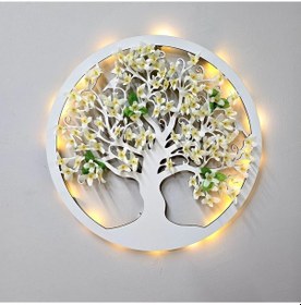 Resim Led Işıklı Ve Beyaz Sakura Hayat Ağacı Tablo 40cm - Beyaz 