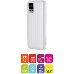 Resim Polosmart PSM148 20W PD Çıkışı Dijital Ekranlı Şarj Cihazı 10.000 mAh Powerbank Beyaz 