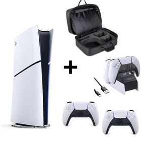Resim Playstation 5 Dijital Slim + 2 Dualsense + Siyah Playstation Çantası + Şarj İstasyonu 