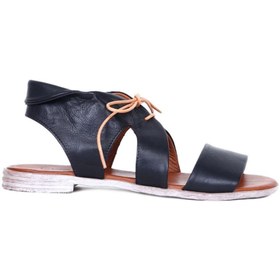 Resim Bueno Shoes Siyah Deri Kadın Düz Sandalet 01wq2000 