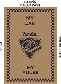 Resim duha trend 35x50 120 Gr. Kraft Kağıt Oto Paspası My Car My Rules 100 Adet 