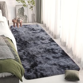 Resim 1 adet Bağcıklı Boyalı Yumuşak Peluş Alan Halısı, Modern Lüks Peluşlu Halı, Su Emici, Kaymaz ve ..., Oturma Odası ve Yatak Odası için İdeal, Ev Dekoru, Dikdörtgen Örgü Polyester İplik Halı 