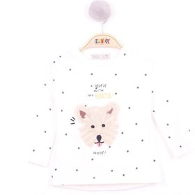 Resim Toontoy Kids Toontoy Kız Bebek Köpek Nakışlı T-shirt Ekru 