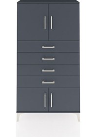 Resim Arges Dolap 2 Raflı 4 Çekmeceli 4 Kapaklı 88x30x163 Antrasit-... Antrasit 
