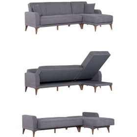 Resim Kilim Mobilya Minimal Uzanmalı Köşe Takımı V2 (İkili Sol Ünite + Uzanma Sağ Ünite) koyu gri 