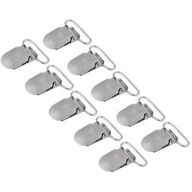 Resim Kangvka 10 Adet Metal Emzik Klemensi - 25mm Gümüş Renkli, Dayanıklı Demir Malzeme, Giysilere Sabit Tutucu, Suspender Aksesuarı 