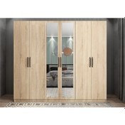 Resim Alessi 6 Kapaklı Dolap Gardırop Meşe 