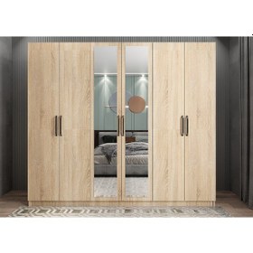 Resim Alessi 6 Kapaklı Dolap Gardırop Meşe 