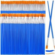 Resim 100/50 Adet Düz ve Yuvarlak Uçlu Küçük Boya Fırçası Seti - Dayanıklı Ahşap Saplı, Mavi ve Turuncu - Akrilik, Yağlıboya, Suluboya, Tuval ve Yüz Boyama için İdeal, Sınıf ve El Sanatları Malzemeleri 