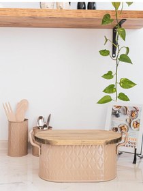 Resim The Mia Prizma Ekmek Saklama Kabı Karamel 40x22x18 Cm Krem 