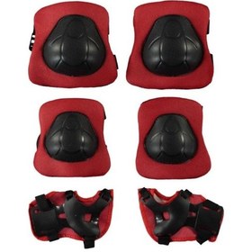 Resim Kask Dizlik Dirseklik Koruyucu Set 7 Parça Kırmızı 