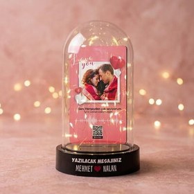 Resim Spotify Ses İzi Love Tasarımlı Işıklı Fanus 