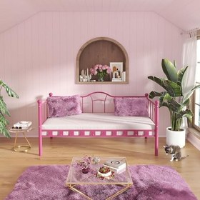Resim Argimo Kamelya Sedir Metal Karyola (Pembe, 100x200) 