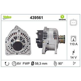 Resim VALEO 439561 Alternator 12 V 110A Dacia Duster 1.5 Dci 10- / Logan 1.5 Dci 09- / Qashqai 1.5 Dci 07-5+4 5702A5 8200667608 (WH183738) 