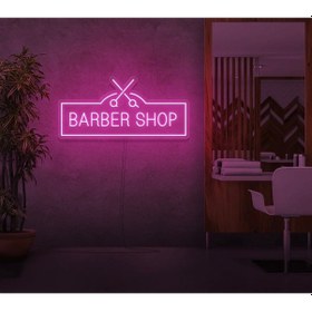 Resim Barber Shop Yazılı Ve Şekilli Neon Tabela Pembe 