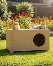Resim Melada Kedi Evi Dış Ortam Uygun Ahşap Kedi Evi 57x40x28 cm MLD0CAT07 