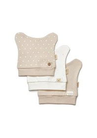 Resim BabyCosy Bebek 3'lü Şapka %100 Organik Pamuk Yenidoğan Serisi - Csy8127 Ekru 