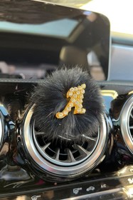 Resim TASARIM ARABAM ATİKE ELİF AKIN Gold Harfli Tüylü Klima Koku & Siyah Renk 