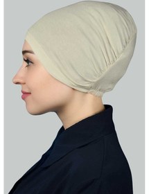 Resim Altobeh Hazır Pratik Geçmeli Lastikli Tesettür Bone - Koyu Krem 