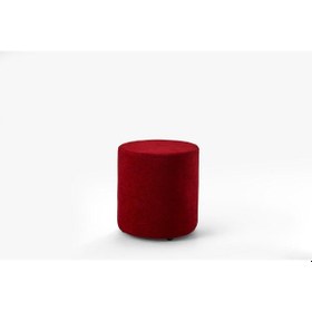 Resim Makyaj Masası Pufu - Havlu Kumaş - Dekoratif - Ayak Uzatma Pufu - Yuvarlak Puf Bordo 