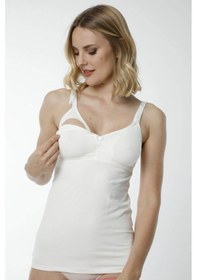 Resim Hmd Underwear Kadın %100 Pamuk Ekru Askılı Emzirme Atleti & Rahat Doku Hmd2400 Ekru 